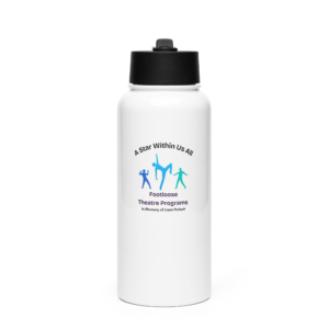 stainless steel water bottle with a straw